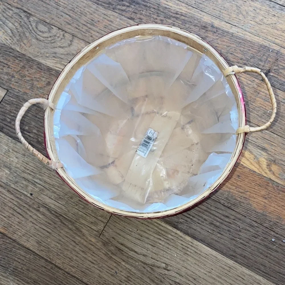 BUSHEL BASKET Small Apple Basket with Handles Holiday Holly